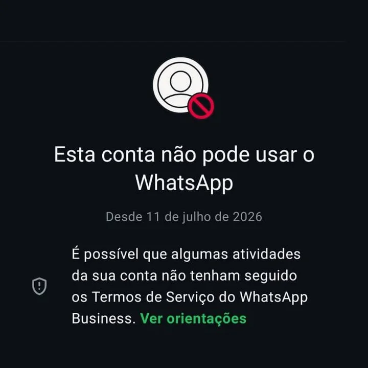Print do WhatsApp: Esta conta não pode usar o WhatsApp